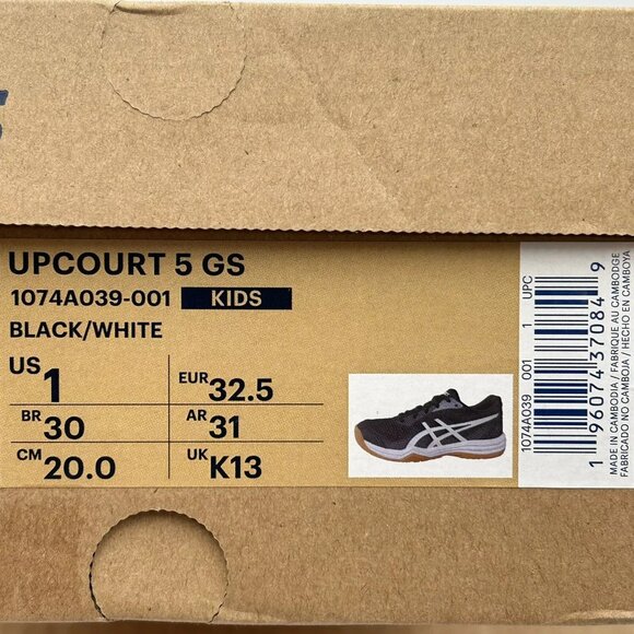 ASICS Upcourt 5 GS Youth Boy's/Girl's Volleyball Shoes Size 1 Black/White - Picture 10 of 13